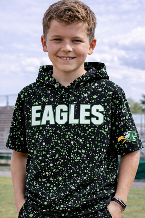 Prosper Eagles Graffiti Short Sleeve Hoodie