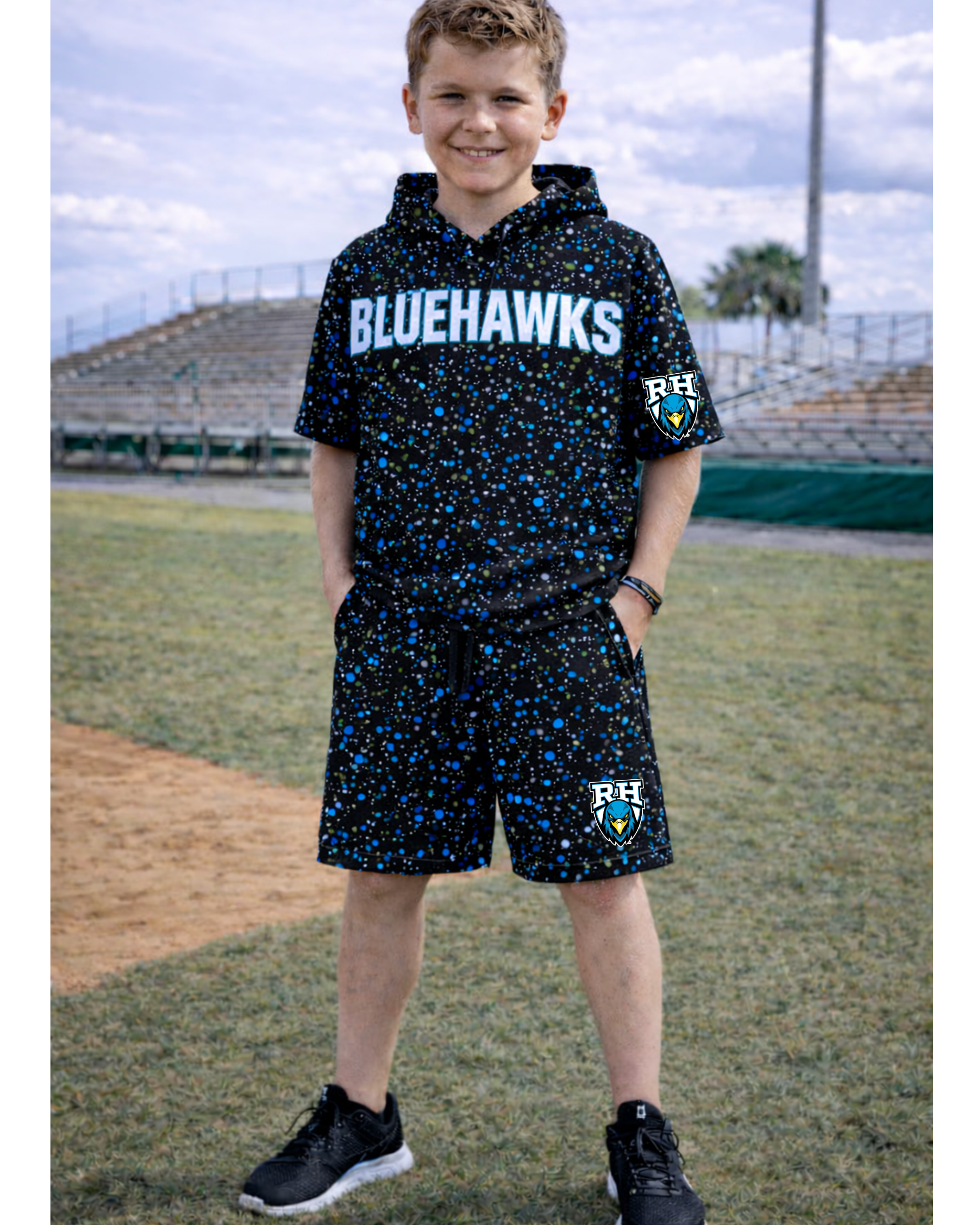 Rockhill Bluehawks Spring Splatter Short Sleeve Hoodie