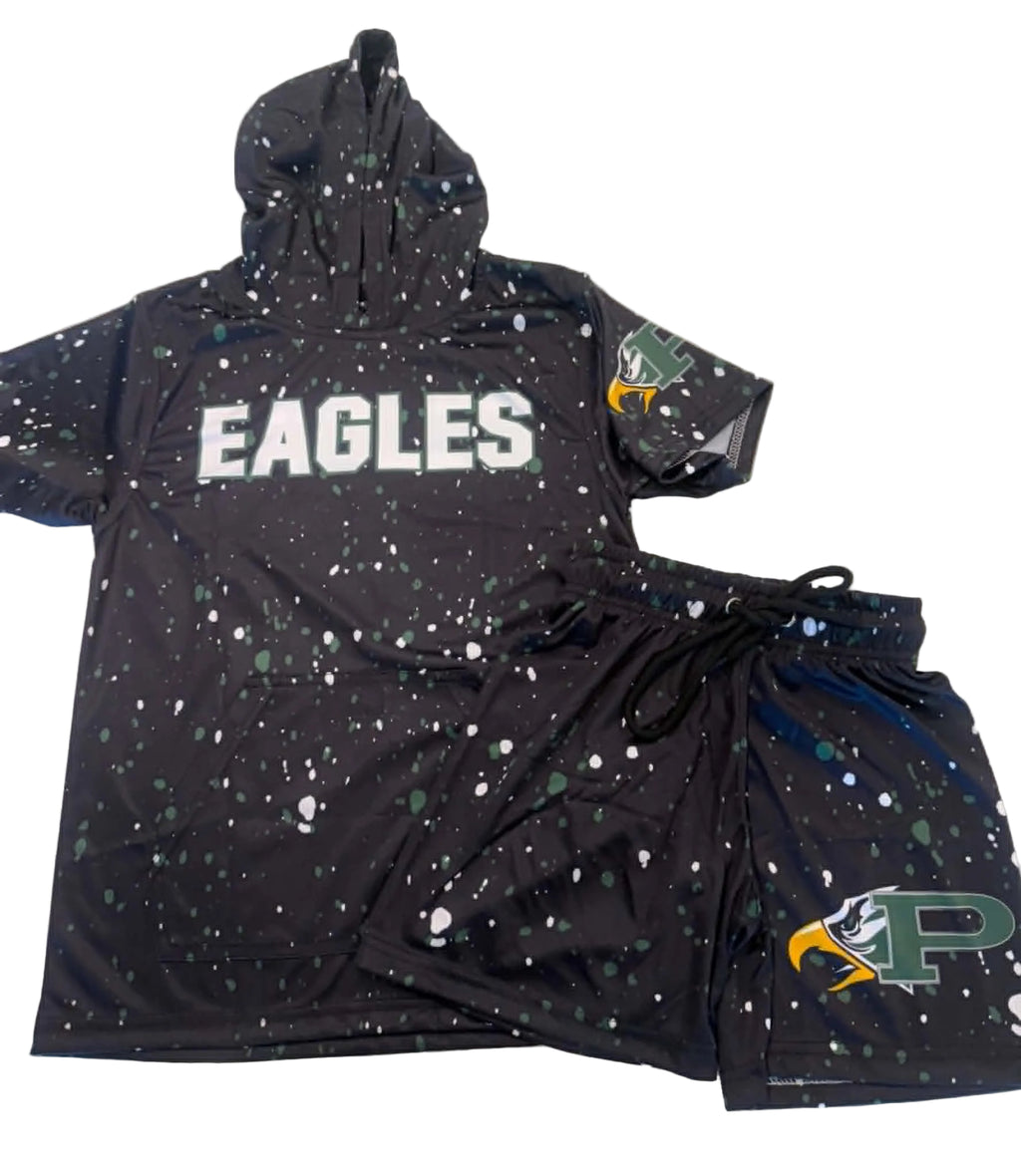 Prosper Eagles Graffiti Short Sleeve Hoodie
