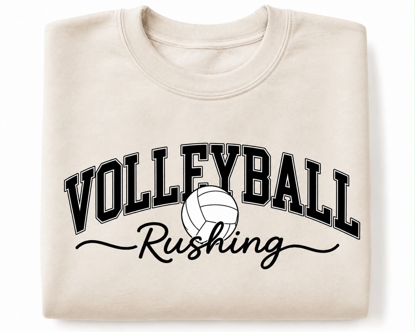 Rushing Volleyball Varsity Cursive