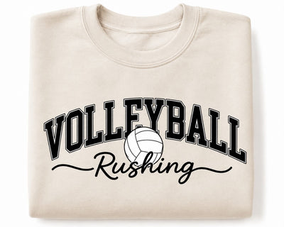 Rushing Volleyball Varsity Cursive
